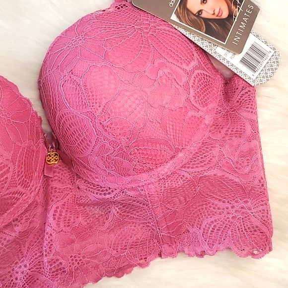 🆕️NWT Daisy Fuentes Dusty Blush Pink Lace Floral Pushup Long Line Bra Size 34B - Picture 6 of 16